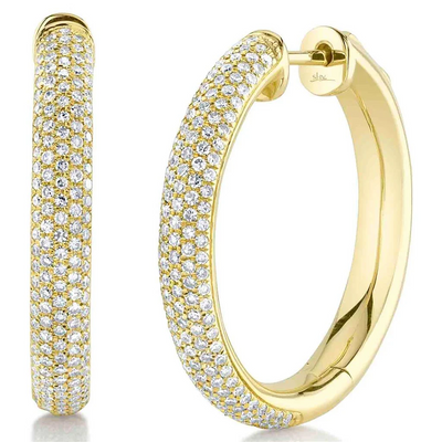 1" Diamond Pave Hoop Earring .77 CT