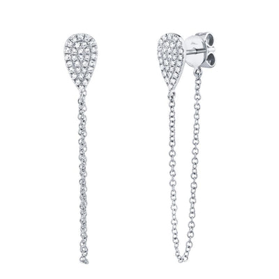 TEAR DROP PAVE DIAMOND CHAIN EARRINGS
