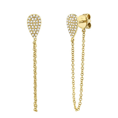 TEAR DROP PAVE DIAMOND CHAIN EARRINGS