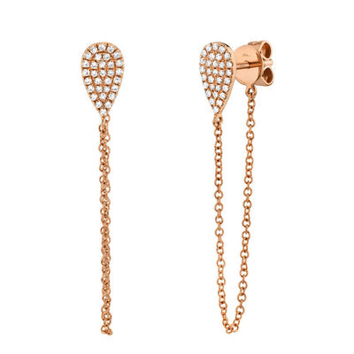 TEAR DROP PAVE DIAMOND CHAIN EARRINGS