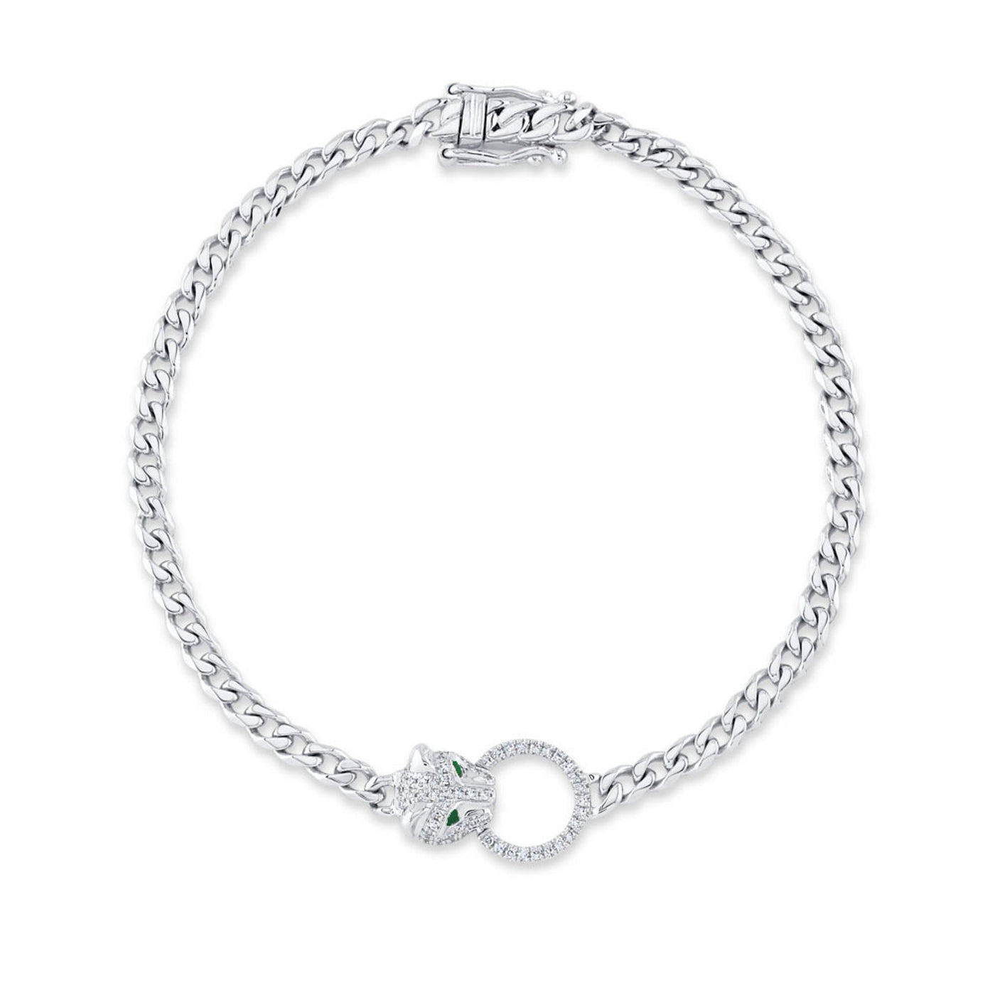 Panther Diamond & Emerald Link Bracelet