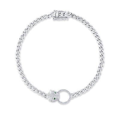 Panther Diamond & Emerald Link Bracelet