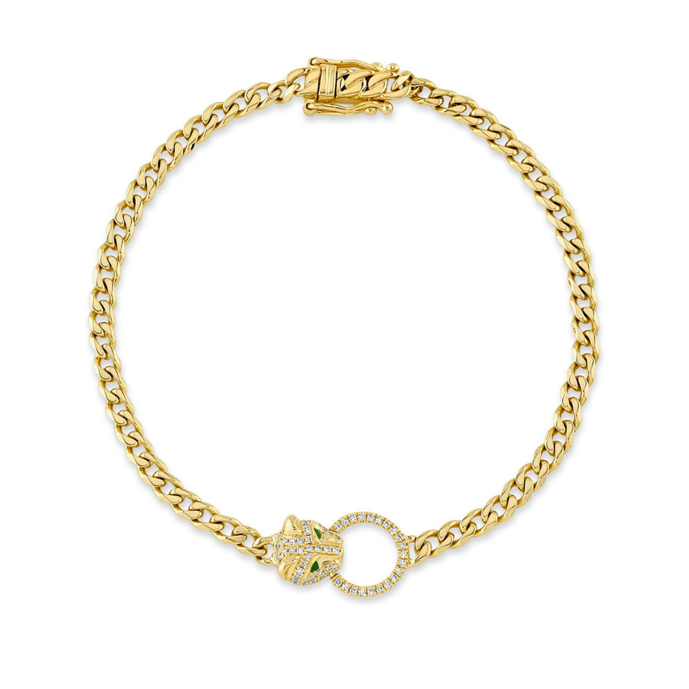 Panther Diamond & Emerald Link Bracelet