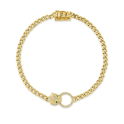 Panther Diamond & Emerald Link Bracelet