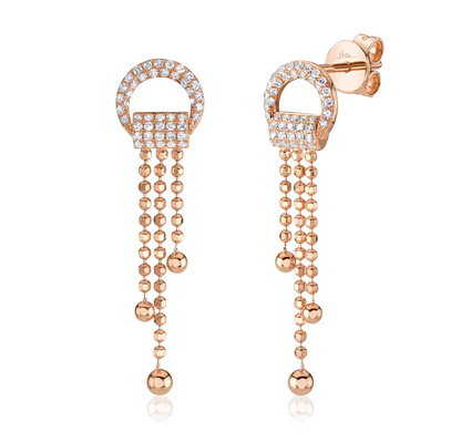 DIAMOND FACETED BALL CHAIN FRINGE EARRING