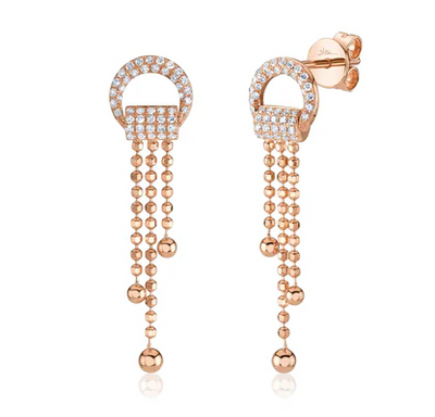 DIAMOND FACETED BALL CHAIN FRINGE EARRING