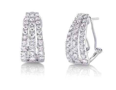 THREE ROW DIAMOND EARRINGS- 1.66CT