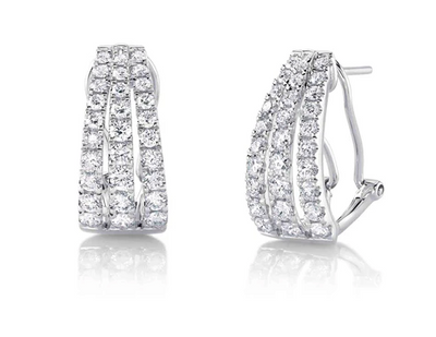 THREE ROW DIAMOND EARRINGS- 1.66CT