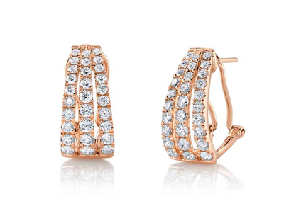 THREE ROW DIAMOND EARRINGS- 1.66CT