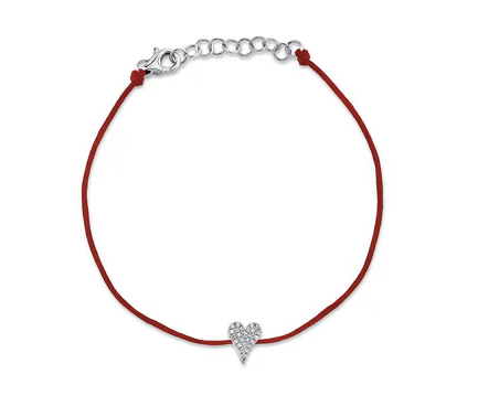 RED DIAMOND PAVE HEART STRING BRACELET