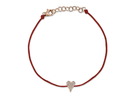 RED DIAMOND PAVE HEART STRING BRACELET