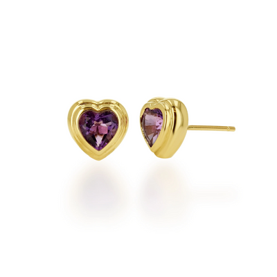 Heart Double Bezel Stud Earrings