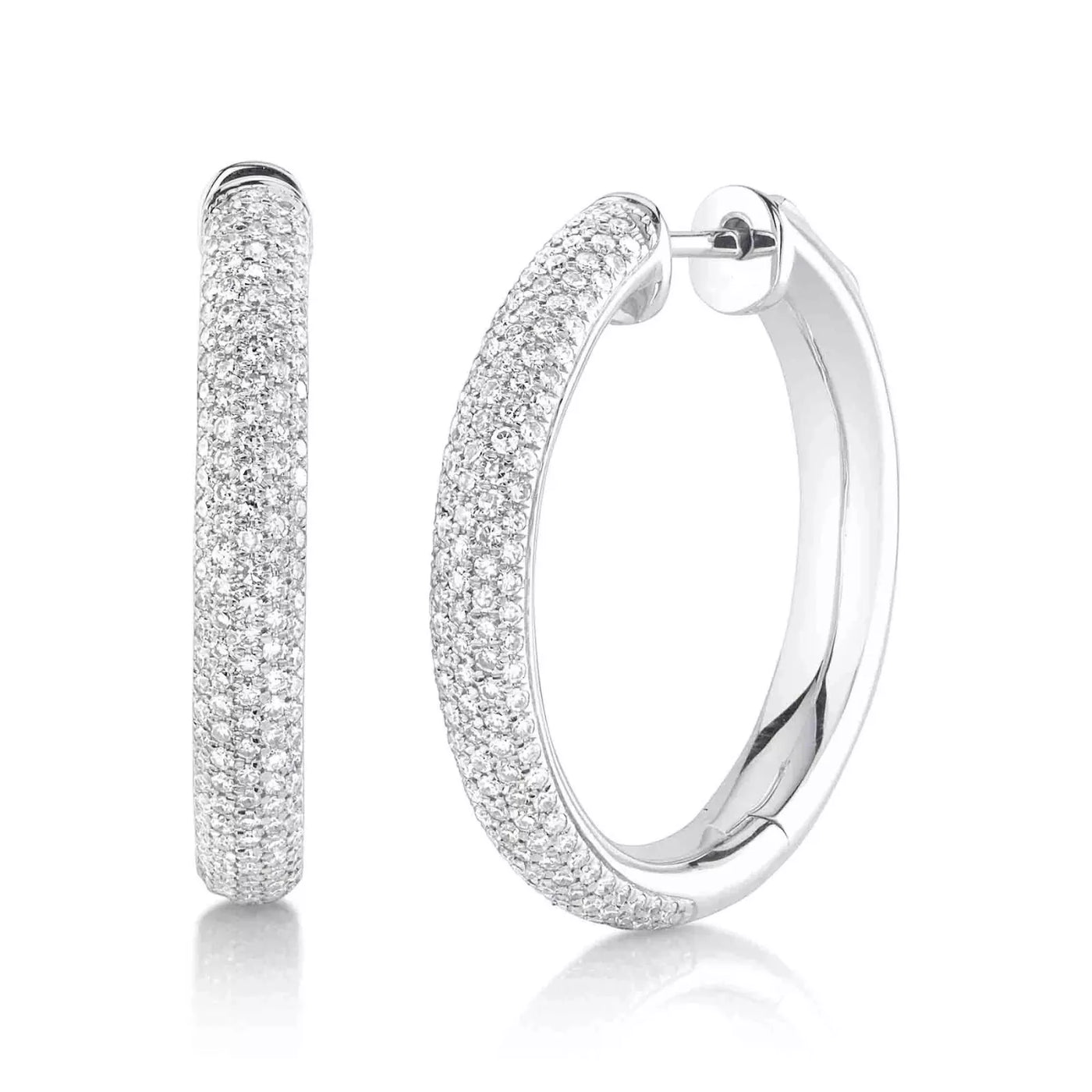 1" Diamond Pave Hoop Earring .77 CT
