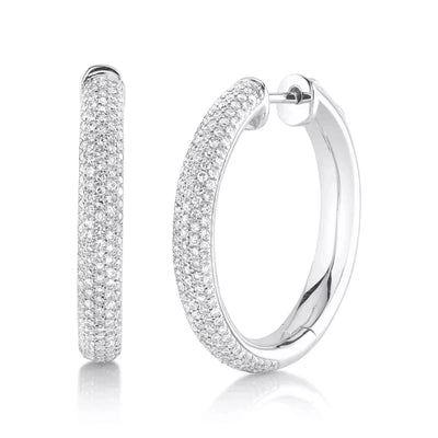 1" Diamond Pave Hoop Earring .77 CT