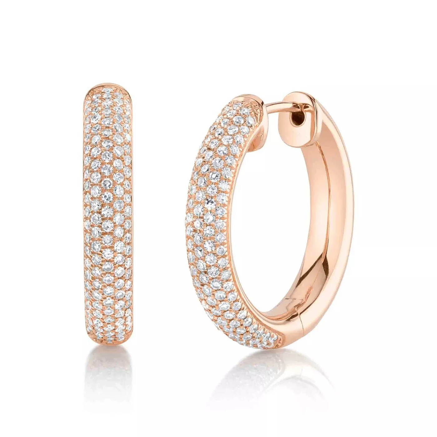 1" Diamond Pave Hoop Earring .77 CT