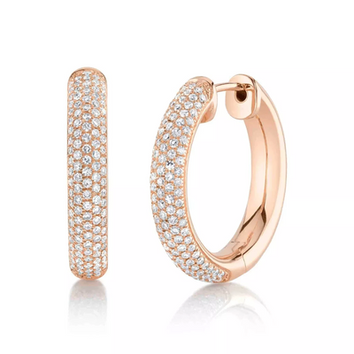 1" Diamond Pave Hoop Earring .77 CT