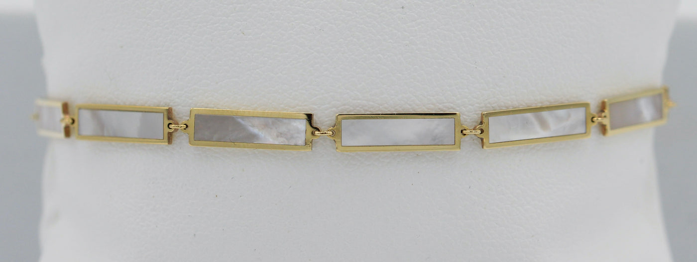 MOTHER OF PEARL INLAY BAR BRACELET