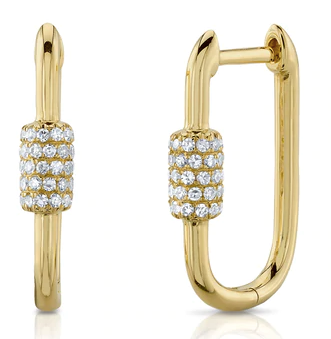 OBLONG HOOP EARRINGS WITH DIAMOND SECTION