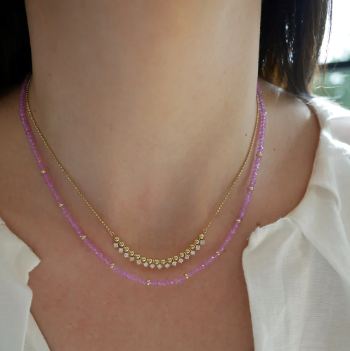 BIRTHSTONE BEAD NECKLACE IN PINK SAPPHIRE