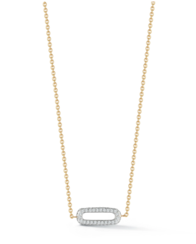 TWO TONE DIAMOND PAPERCLIP LINK NECKLACE